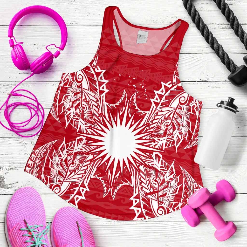 Marshall Islands Polynesian Women Tank Top Map Red White