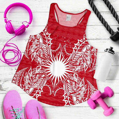 Marshall Islands Polynesian Women Tank Top Map Red White