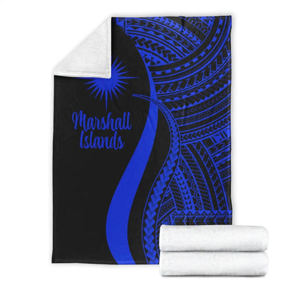 Marshall Islands Premium Blanket - Blue Polynesian Tentacle Tribal Pattern