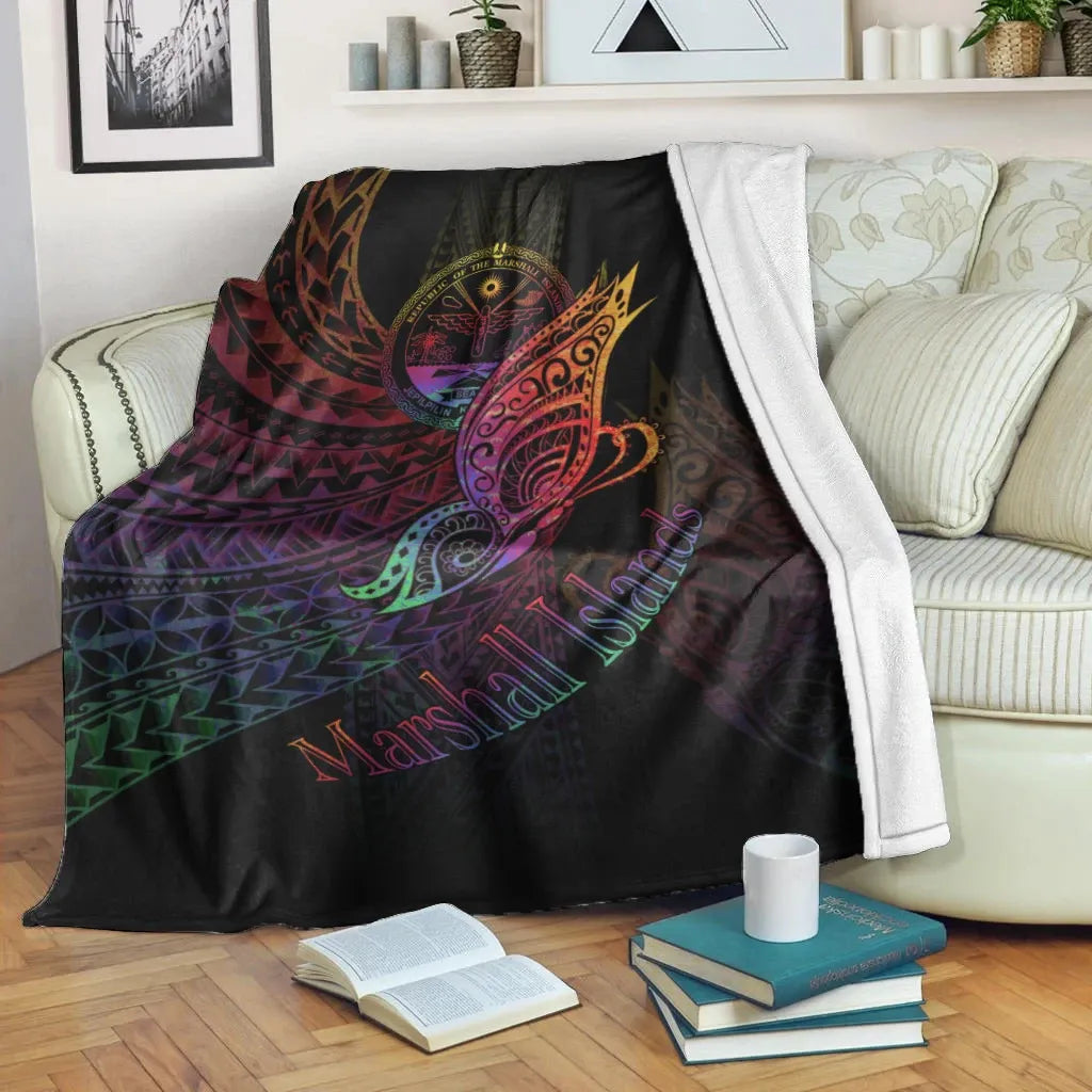 Marshall Islands Premium Blanket - Butterfly Polynesian Style