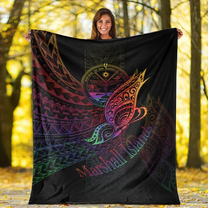 Marshall Islands Premium Blanket - Butterfly Polynesian Style