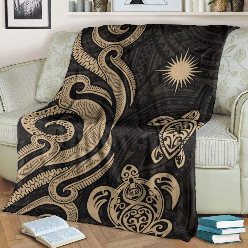 Marshall Islands Premium Blanket - Gold Tentacle Turtle Crest