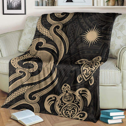 Marshall Islands Premium Blanket - Gold Tentacle Turtle Crest
