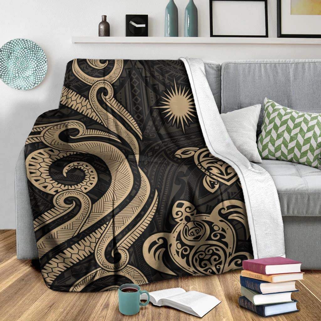 Marshall Islands Premium Blanket - Gold Tentacle Turtle Crest