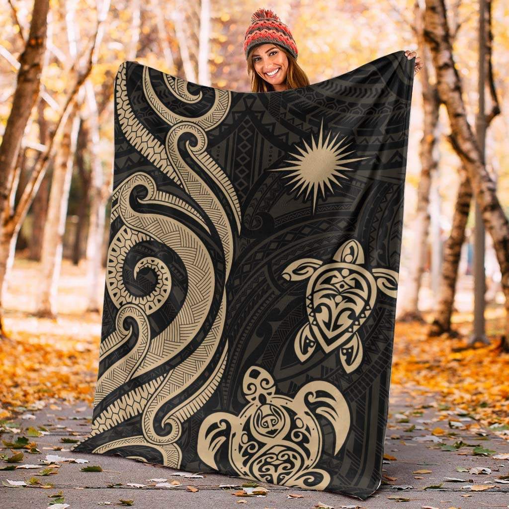 Marshall Islands Premium Blanket - Gold Tentacle Turtle Crest