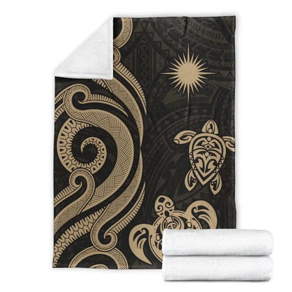 Marshall Islands Premium Blanket - Gold Tentacle Turtle Crest