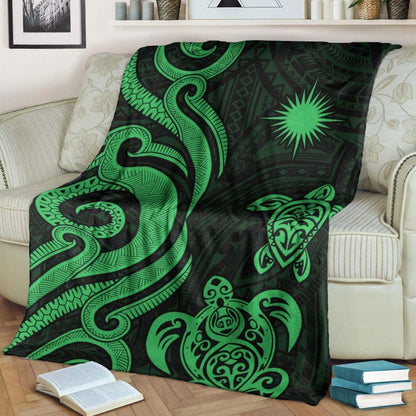 Marshall Islands Premium Blanket - Green Tentacle Turtle Crest