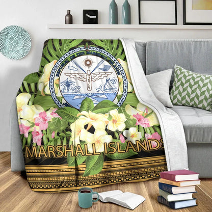 Marshall Islands Premium Blanket - Polynesian Gold Patterns Collection
