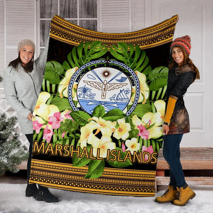 Marshall Islands Premium Blanket - Polynesian Gold Patterns Collection