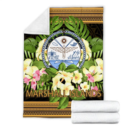 Marshall Islands Premium Blanket - Polynesian Gold Patterns Collection