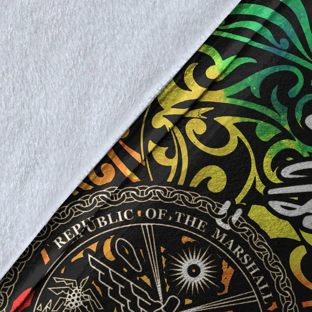 Marshall Islands Premium Blanket - Rainbow Polynesian Pattern Crest