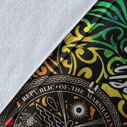 Marshall Islands Premium Blanket - Rainbow Polynesian Pattern Crest