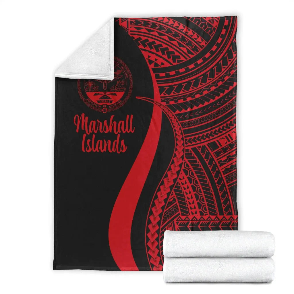 Marshall Islands Premium Blanket - Red Polynesian Tentacle Tribal Pattern Crest