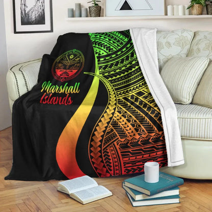 Marshall Islands Premium Blanket - Reggae Polynesian Tentacle Tribal Pattern Crest