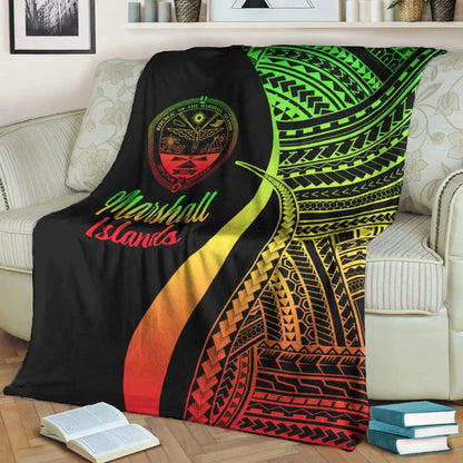 Marshall Islands Premium Blanket - Reggae Polynesian Tentacle Tribal Pattern Crest