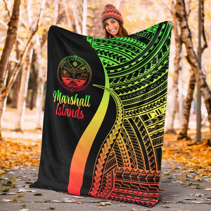 Marshall Islands Premium Blanket - Reggae Polynesian Tentacle Tribal Pattern Crest