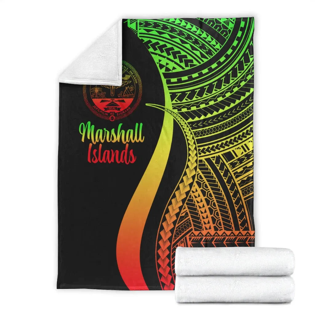 Marshall Islands Premium Blanket - Reggae Polynesian Tentacle Tribal Pattern Crest