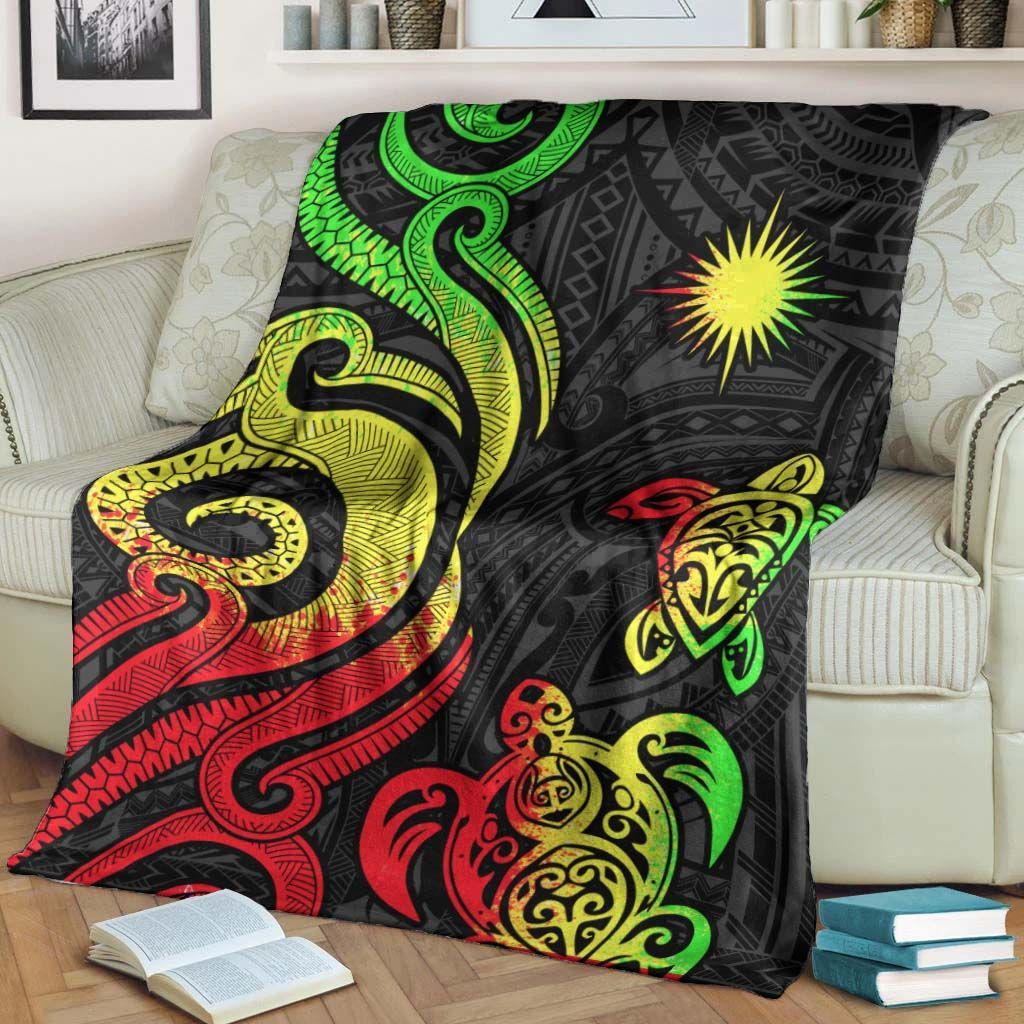 Marshall Islands Premium Blanket - Reggae Tentacle Turtle Crest