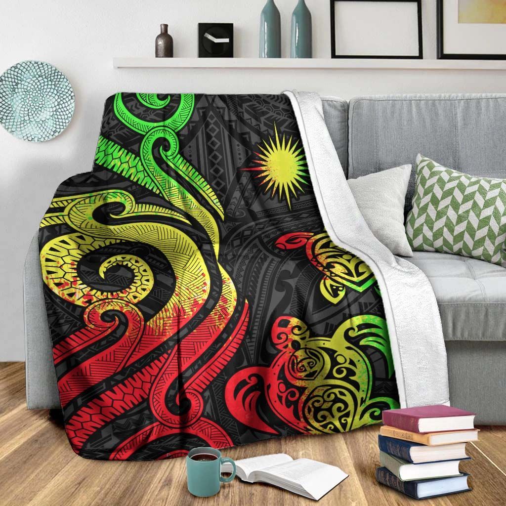 Marshall Islands Premium Blanket - Reggae Tentacle Turtle Crest