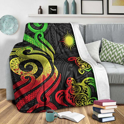 Marshall Islands Premium Blanket - Reggae Tentacle Turtle Crest