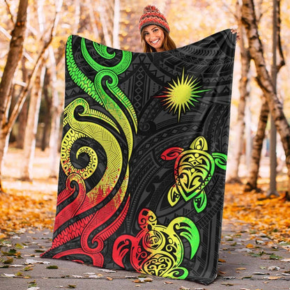 Marshall Islands Premium Blanket - Reggae Tentacle Turtle Crest