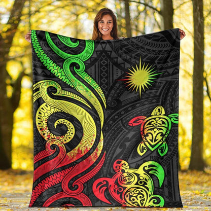 Marshall Islands Premium Blanket - Reggae Tentacle Turtle Crest