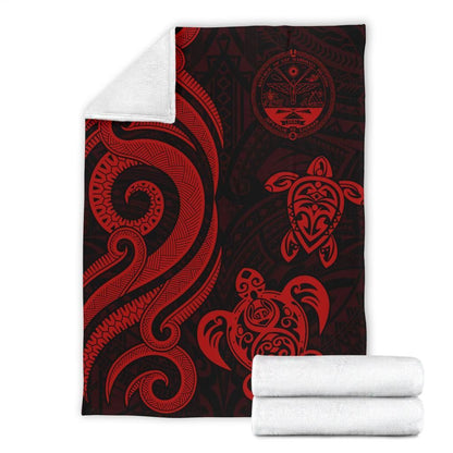 Marshall Islands Premium Blanket - Tentacle Turtle Red