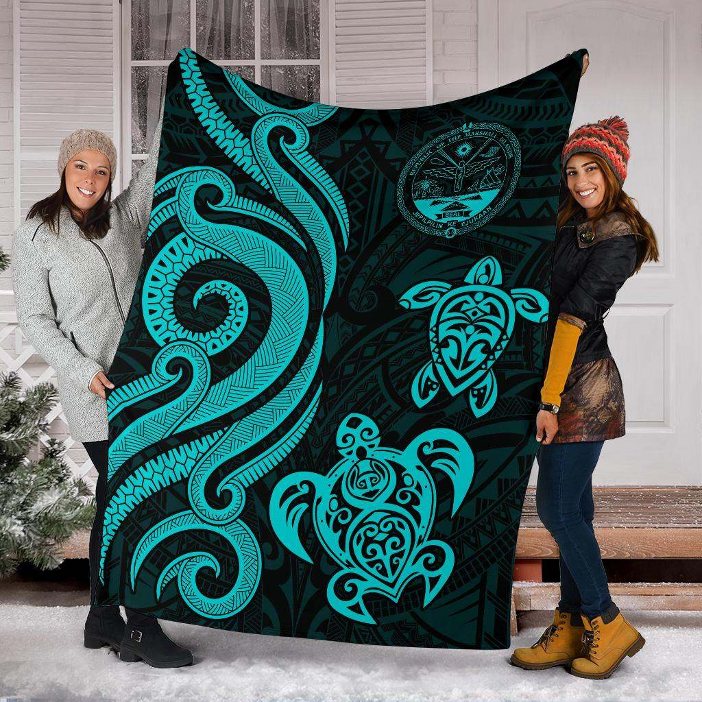 Marshall Islands Premium Blanket - Tentacle Turtle Turquoise