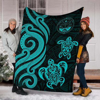Marshall Islands Premium Blanket - Tentacle Turtle Turquoise