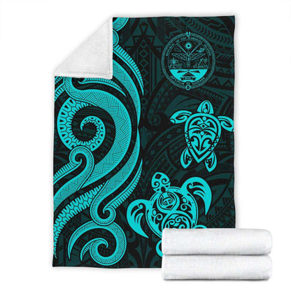 Marshall Islands Premium Blanket - Tentacle Turtle Turquoise