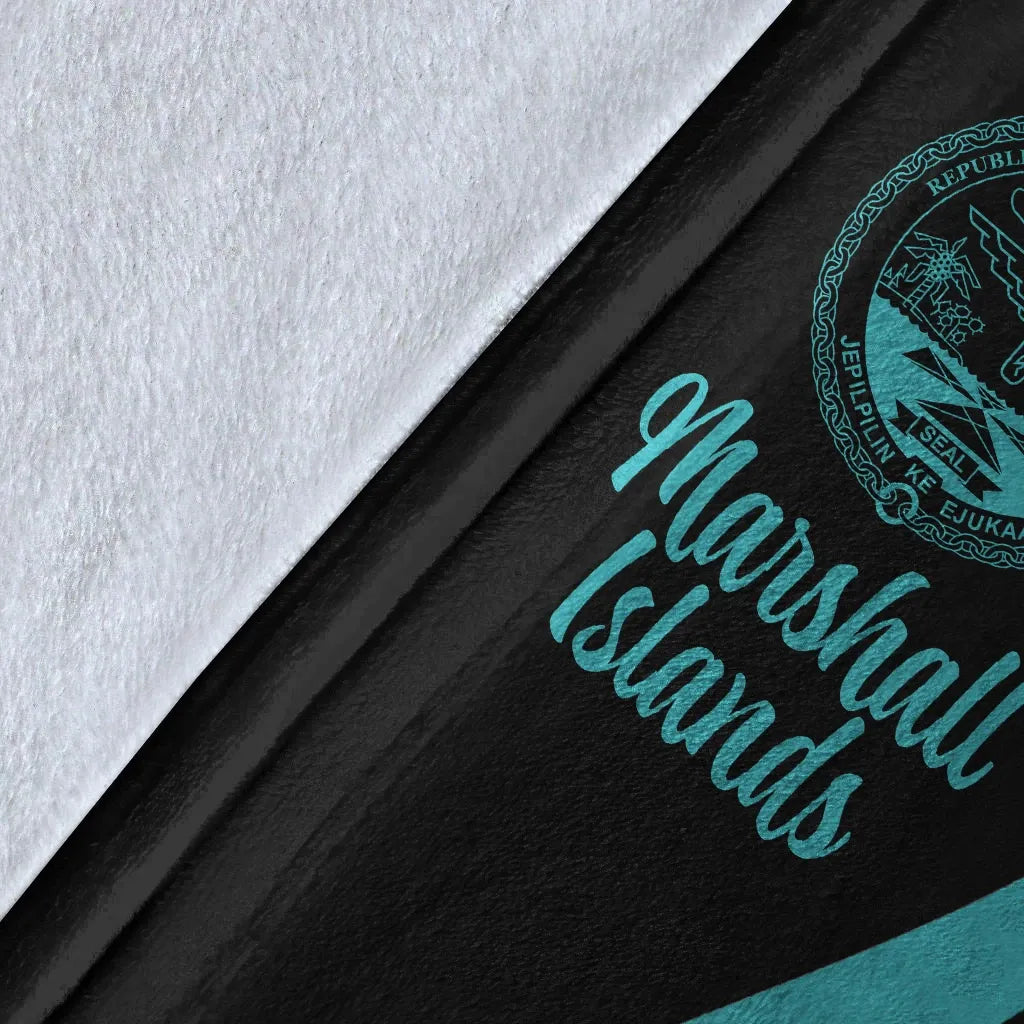 Marshall Islands Premium Blanket - Turquoise Polynesian Tentacle Tribal Pattern Crest