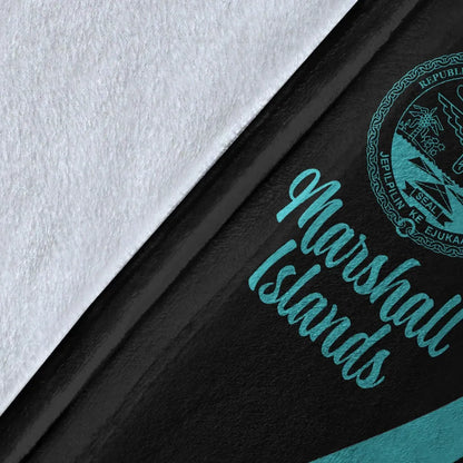 Marshall Islands Premium Blanket - Turquoise Polynesian Tentacle Tribal Pattern Crest