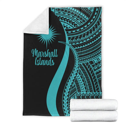 Marshall Islands Premium Blanket - Turquoise Polynesian Tentacle Tribal Pattern