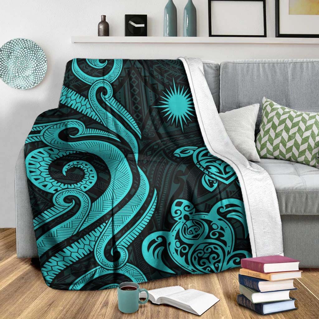 Marshall Islands Premium Blanket - Turquoise Tentacle Turtle Crest