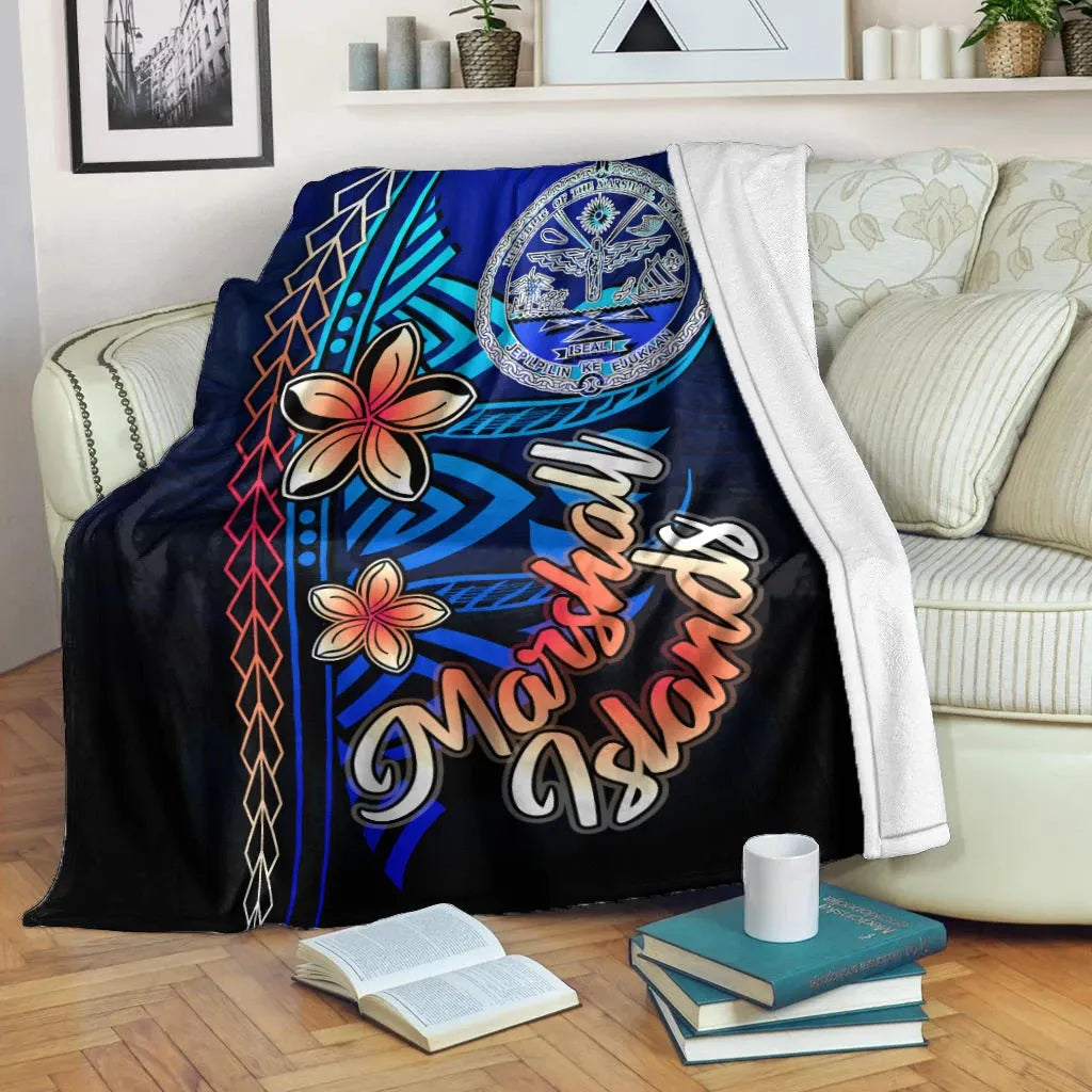 Marshall Islands Premium Blanket - Vintage Tribal Mountain Crest