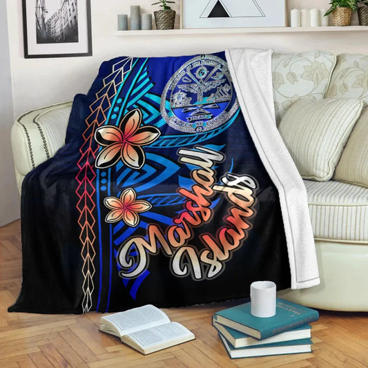 Marshall Islands Premium Blanket - Vintage Tribal Mountain Crest