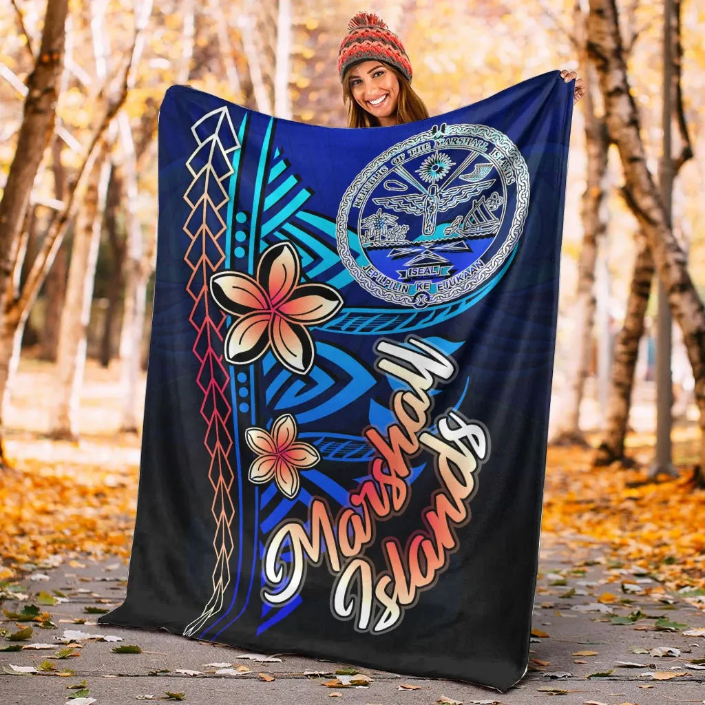 Marshall Islands Premium Blanket - Vintage Tribal Mountain Crest