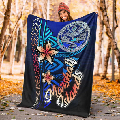 Marshall Islands Premium Blanket - Vintage Tribal Mountain Crest