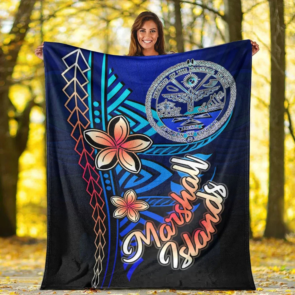 Marshall Islands Premium Blanket - Vintage Tribal Mountain Crest