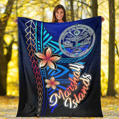Marshall Islands Premium Blanket - Vintage Tribal Mountain Crest