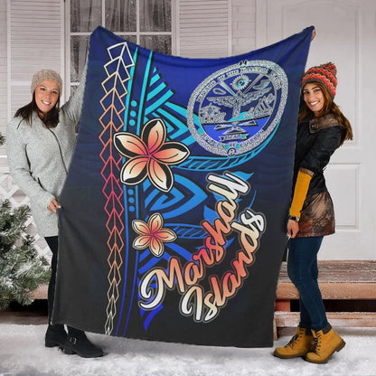 Marshall Islands Premium Blanket - Vintage Tribal Mountain Crest