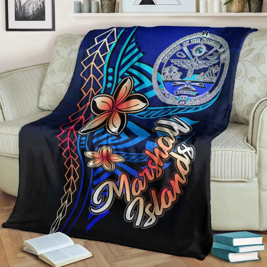 Marshall Islands Premium Blanket - Vintage Tribal Mountain Crest