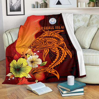 Marshall Islands Premium Blankets - Tribal Tuna Fish