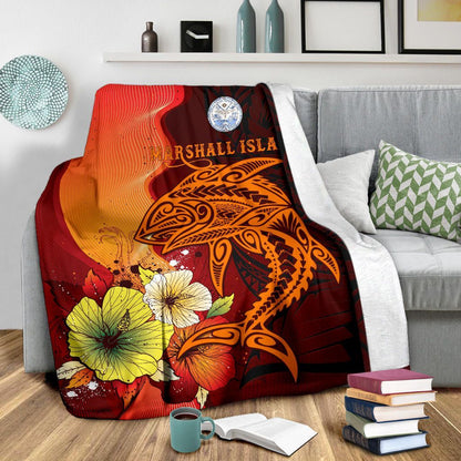Marshall Islands Premium Blankets - Tribal Tuna Fish
