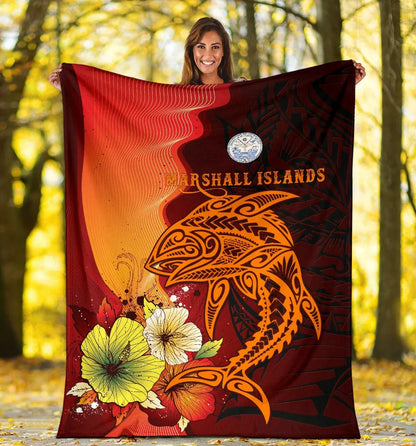 Marshall Islands Premium Blankets - Tribal Tuna Fish