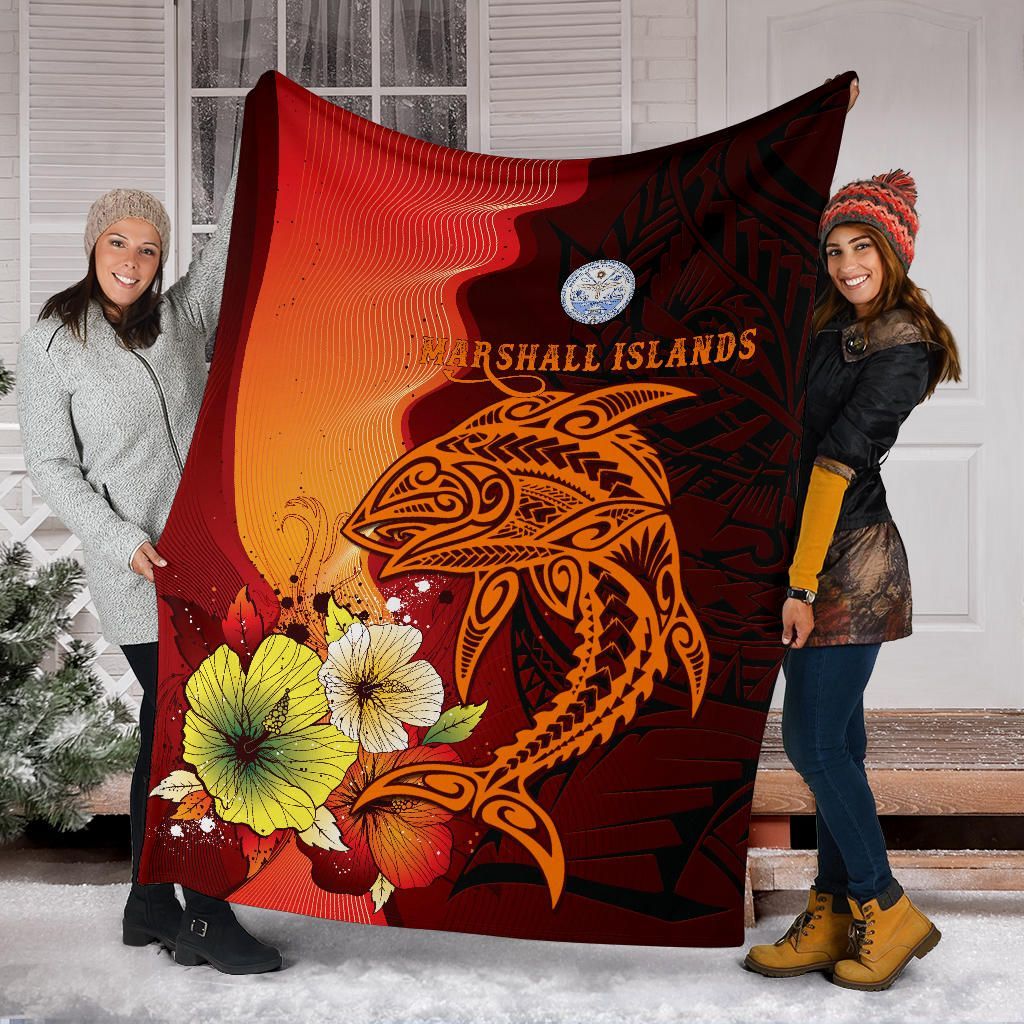 Marshall Islands Premium Blankets - Tribal Tuna Fish