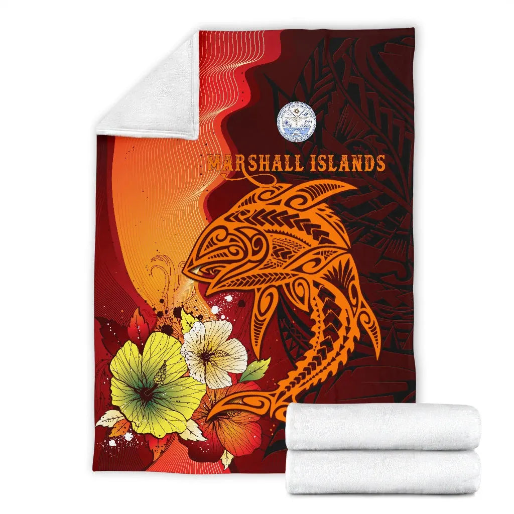 Marshall Islands Premium Blankets - Tribal Tuna Fish
