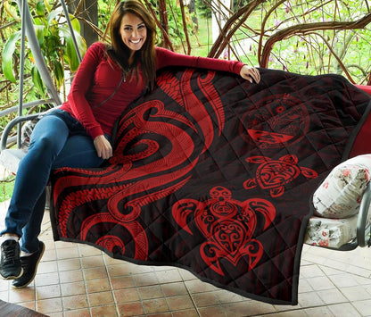 Marshall Islands Premium Quilt - Red Tentacle Turtle Crest