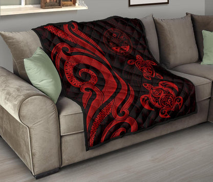 Marshall Islands Premium Quilt - Red Tentacle Turtle Crest