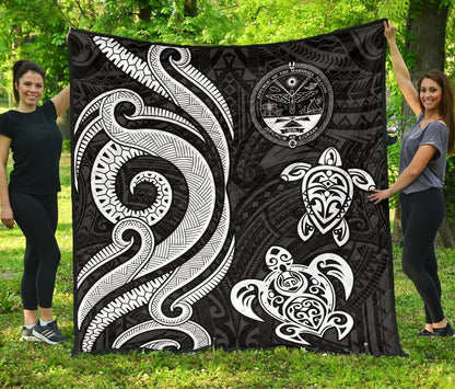 Marshall Islands Premium Quilt - White Tentacle Turtle Crest